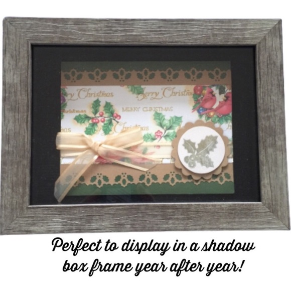 HAND CRAFTED Christmas Card Holly Berries 3D Holiday Art 5 1/2” X 4 1/4” NEW - Picture 2 of 12